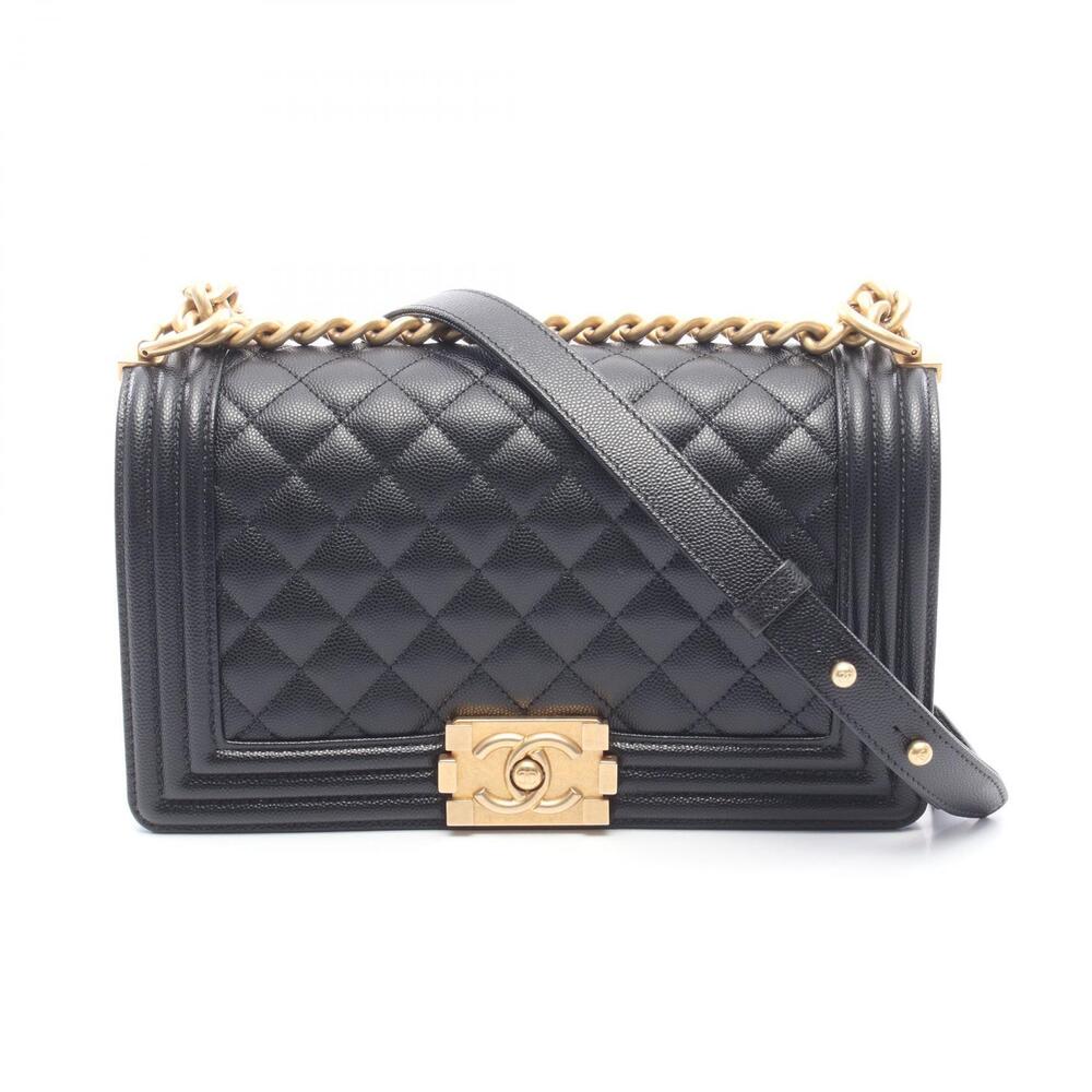 Chanel Boy Shoulder Bag Caviar Leather Grained Calfskin Black
